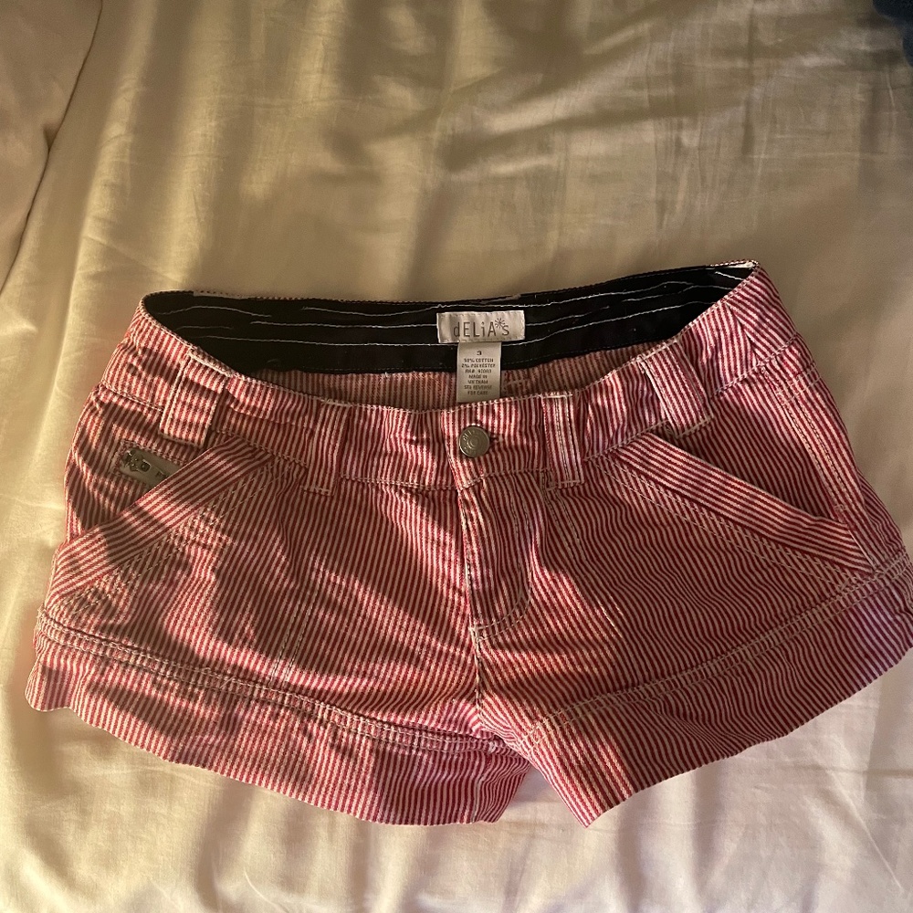 Delia’s stripe low rise shorts y2k